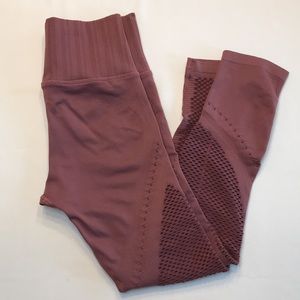 Athleta ribbed waist leggings, mauve, S